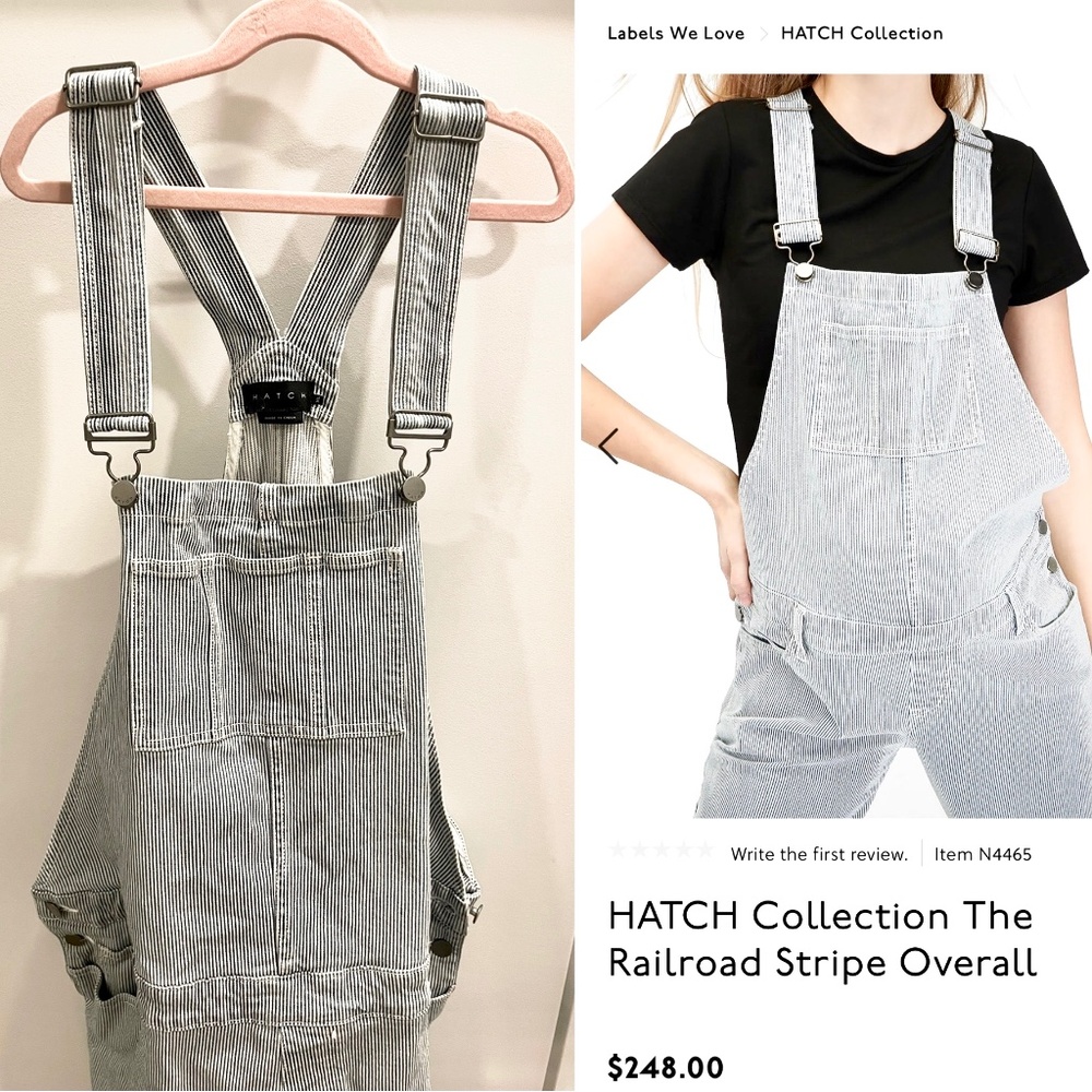 Hatch Collection Railroad Stripe Overalls XL maternity
